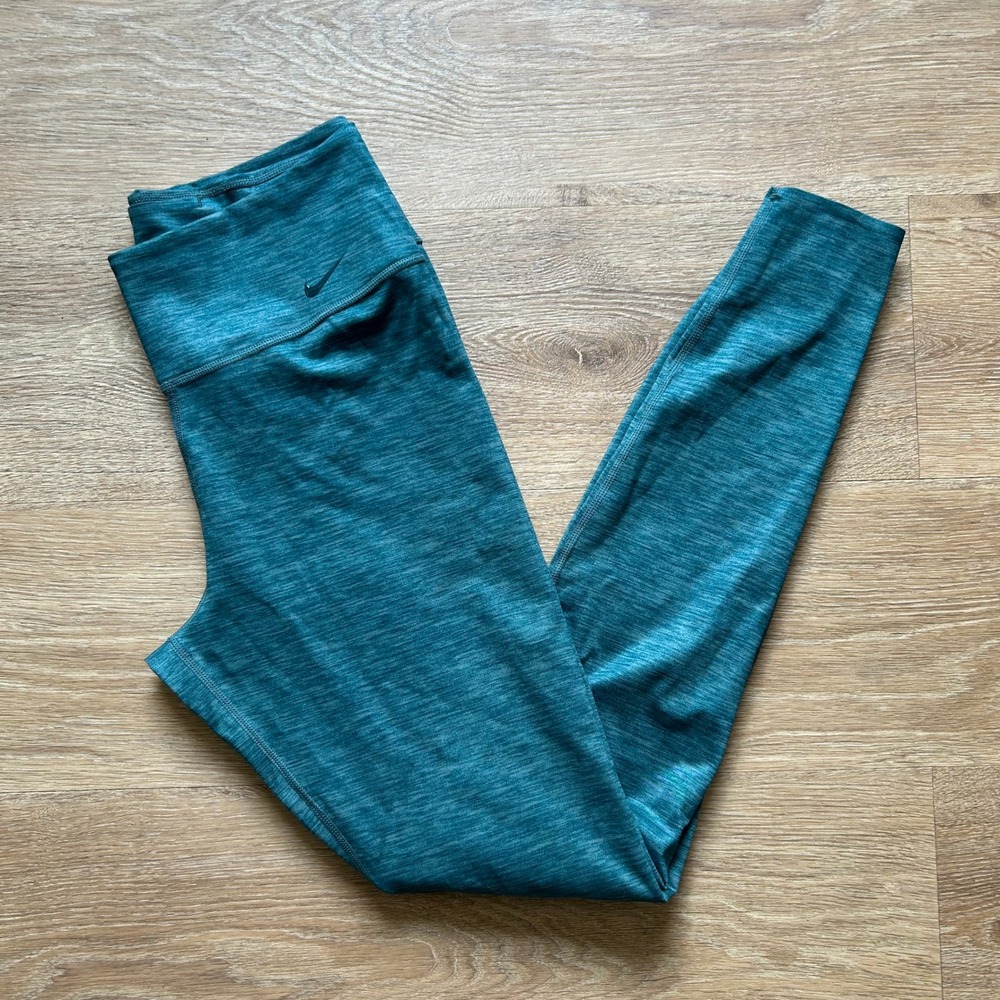 Nike Dri-FIT Womens Teal Heathered High Waisted Training Leggings Size M